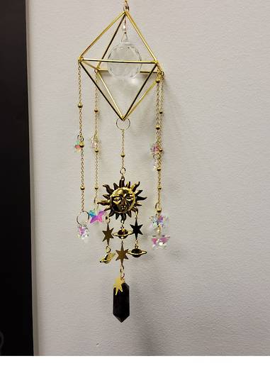 Prism with Sun, Planets and Amethyst Drop Suncatcher image 0